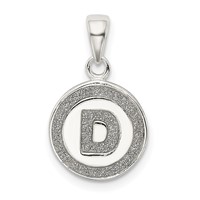 Sterling Silver Glitter Enamel Letter D Initial Circle Pendant view 1