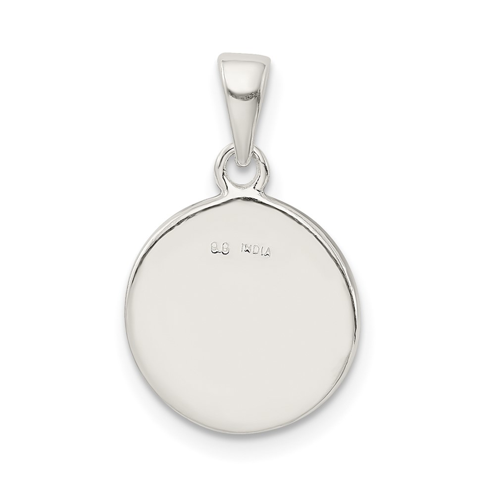Sterling Silver Glitter Enamel Letter E Initial Circle Pendant (QC9180E)