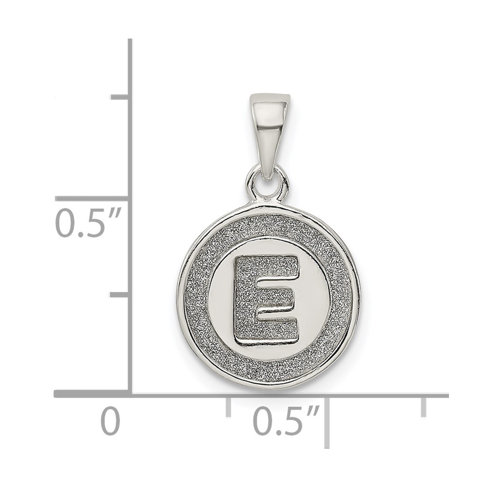 Sterling Silver Glitter Enamel Letter E Initial Circle Pendant (QC9180E)