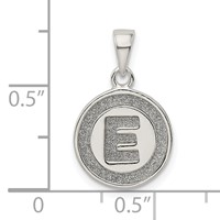Sterling Silver Glitter Enamel Letter E Initial Circle Pendant view 3