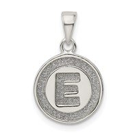 Sterling Silver Glitter Enamel Letter E Initial Circle Pendant view 1