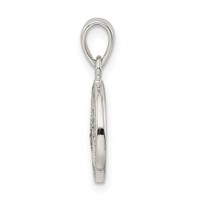 Sterling Silver Glitter Enamel Letter F Initial Circle Pendant view 2