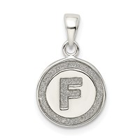 Sterling Silver Glitter Enamel Letter F Initial Circle Pendant view 1