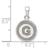 Sterling Silver Glitter Enamel Letter G Initial Circle Pendant view 3