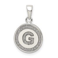 Sterling Silver Glitter Enamel Letter G Initial Circle Pendant view 1