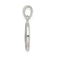 Sterling Silver Glitter Enamel Letter H Initial Circle Pendant view 2