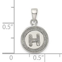 Sterling Silver Glitter Enamel Letter H Initial Circle Pendant view 3