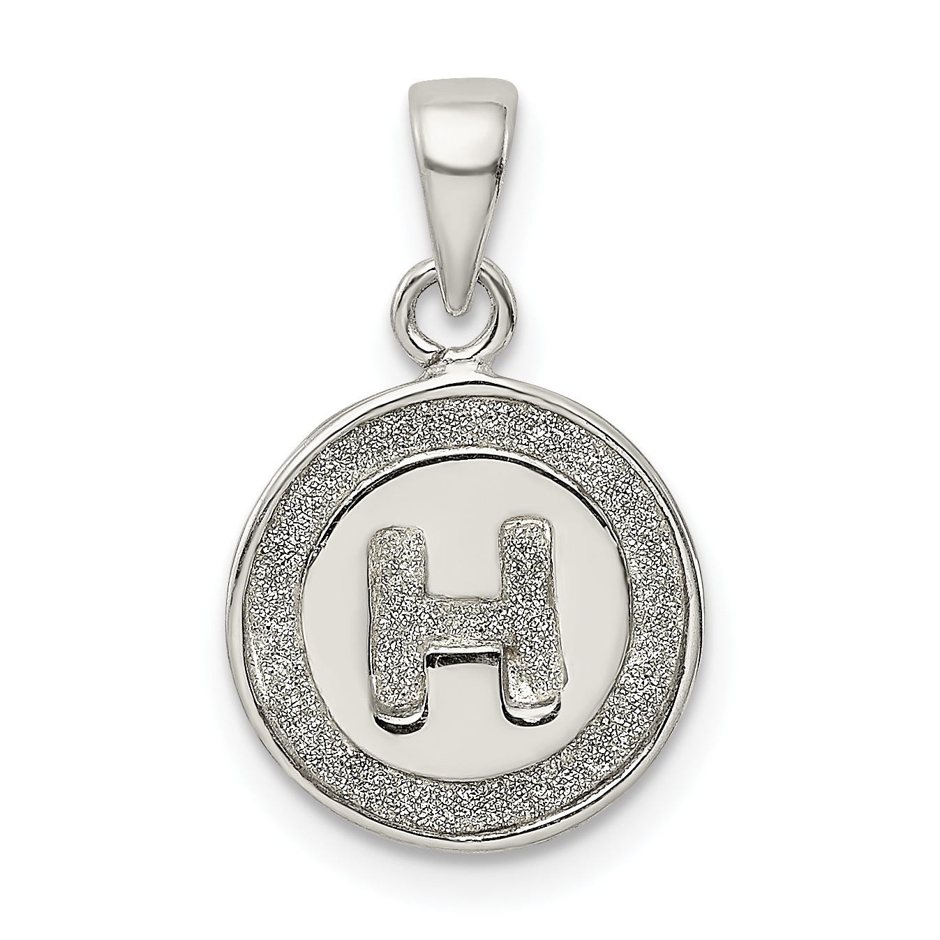 Sterling Silver Glitter Enamel Letter H Initial Circle Pendant (QC9180H)