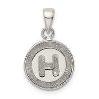 Sterling Silver Glitter Enamel Letter H Initial Circle Pendant view 1