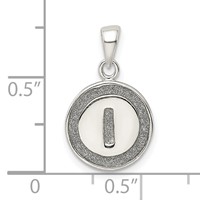 Sterling Silver Glitter Enamel Letter I Initial Circle Pendant view 3