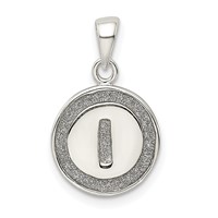 Sterling Silver Glitter Enamel Letter I Initial Circle Pendant view 1