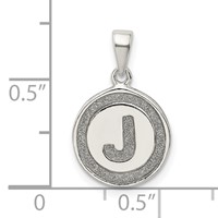Sterling Silver Glitter Enamel Letter J Initial Circle Pendant view 3
