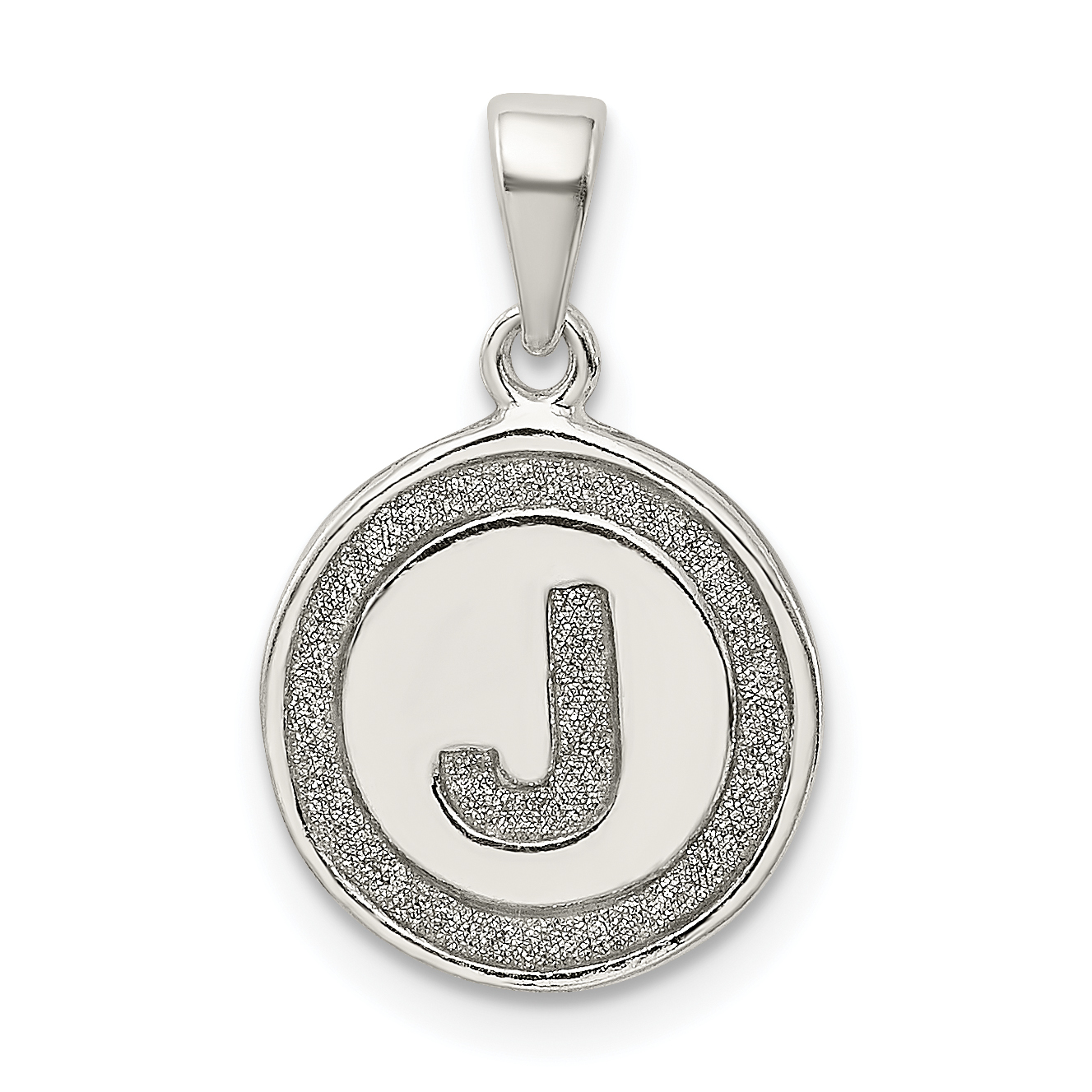 Sterling Silver Glitter Enamel Letter J Initial Circle Pendant (QC9180J)