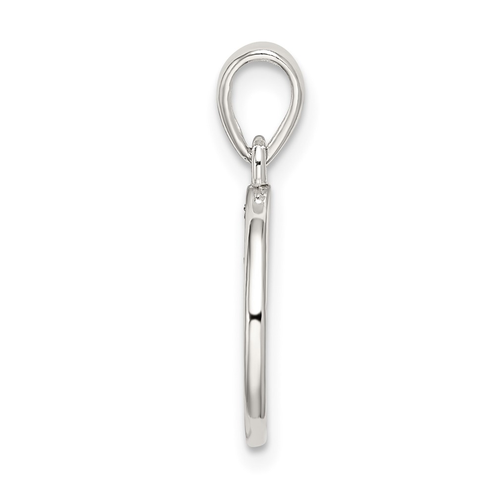 Sterling Silver Glitter Enamel Letter K Initial Circle Pendant (QC9180K)