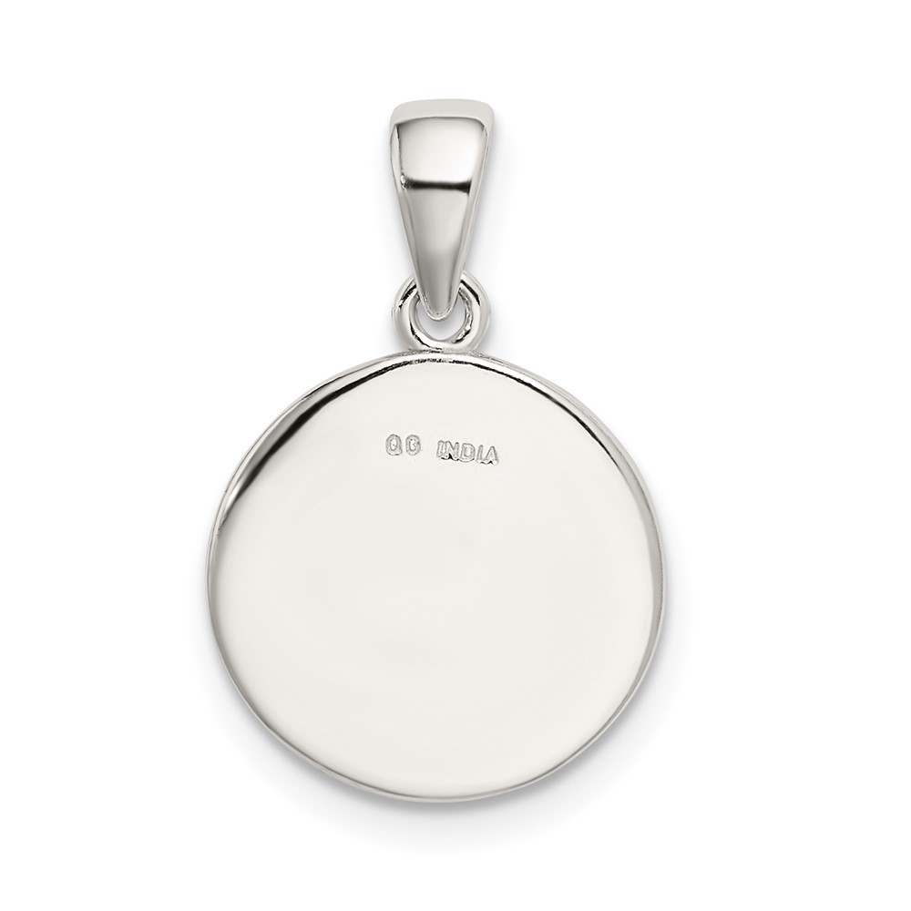 Sterling Silver Glitter Enamel Letter K Initial Circle Pendant (QC9180K)