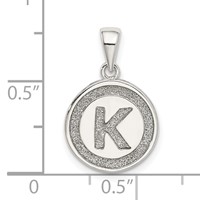 Sterling Silver Glitter Enamel Letter K Initial Circle Pendant view 3