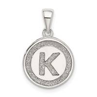 Sterling Silver Glitter Enamel Letter K Initial Circle Pendant view 1