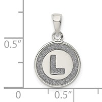 Sterling Silver Glitter Enamel Letter L Initial Circle Pendant view 3