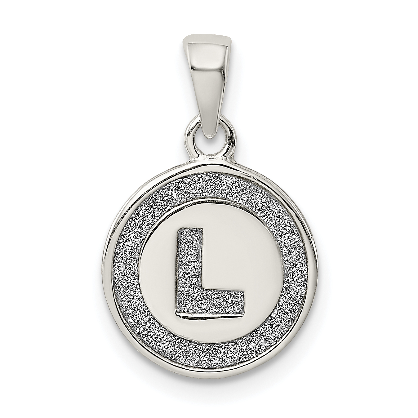 Sterling Silver Glitter Enamel Letter L Initial Circle Pendant (QC9180L)