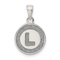 Sterling Silver Glitter Enamel Letter L Initial Circle Pendant view 1