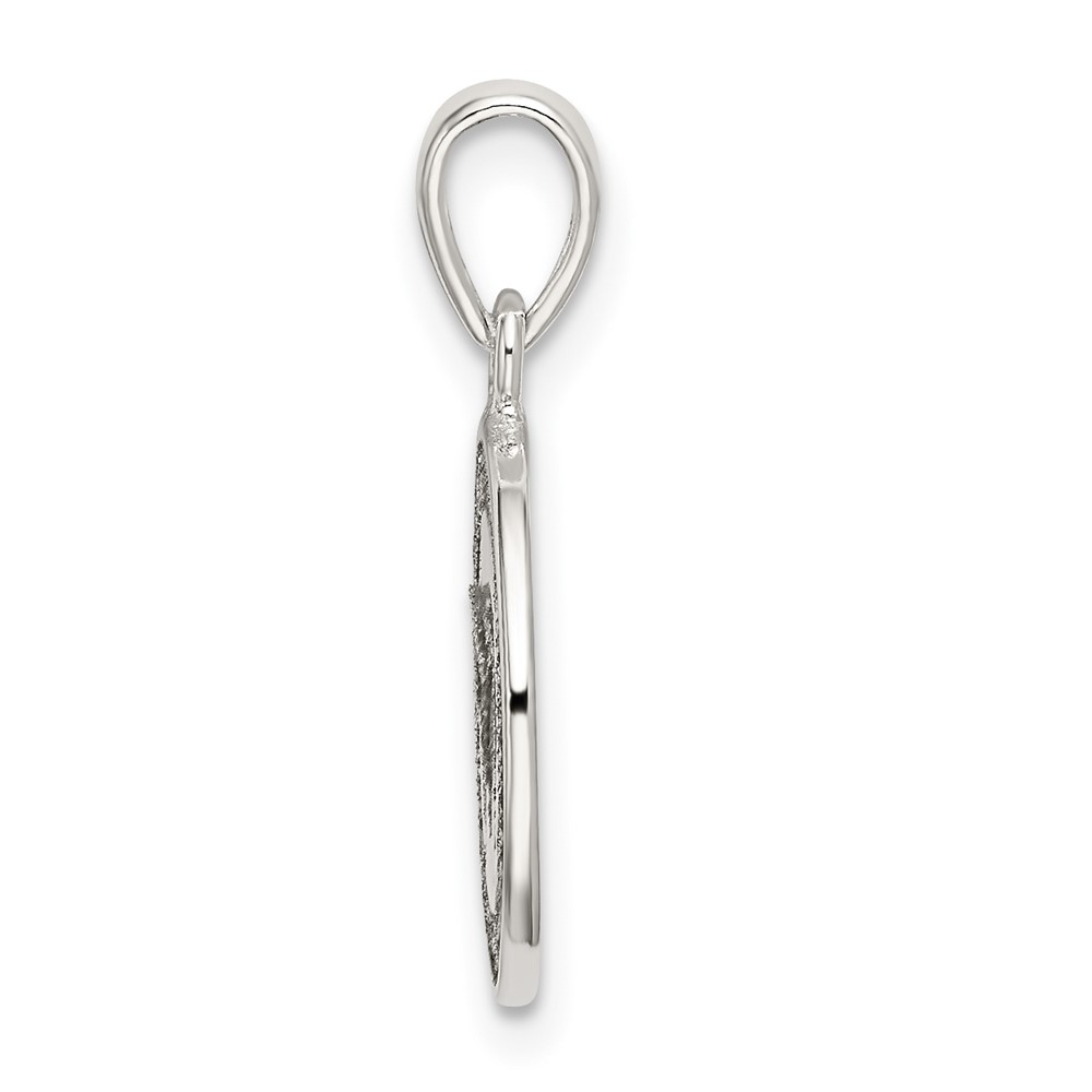 Sterling Silver Glitter Enamel Letter M Initial Circle Pendant (QC9180M)