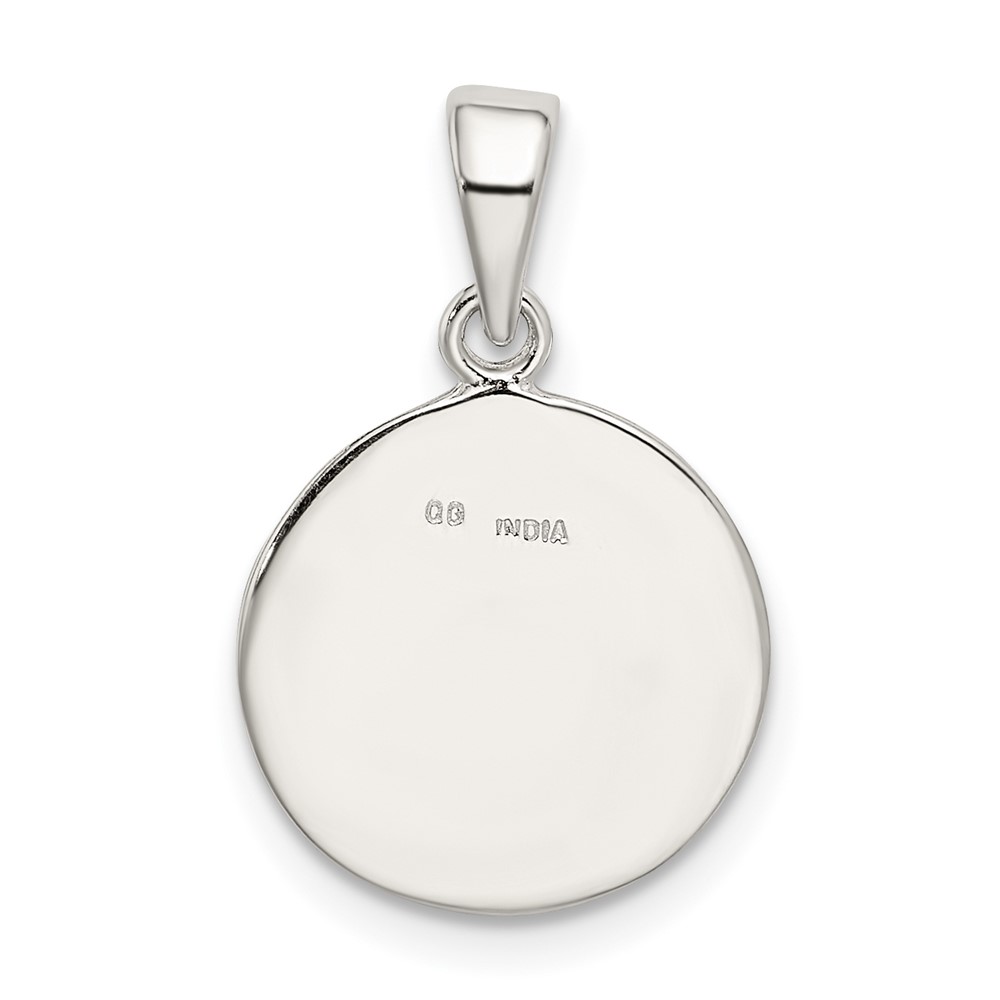 Sterling Silver Glitter Enamel Letter M Initial Circle Pendant (QC9180M)