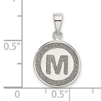 Sterling Silver Glitter Enamel Letter M Initial Circle Pendant view 3