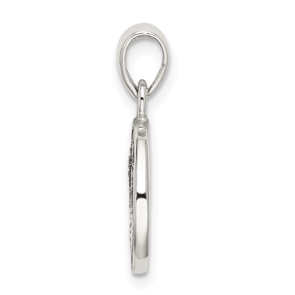 Sterling Silver Glitter Enamel Letter N Inital Circle Pendant (QC9180N)