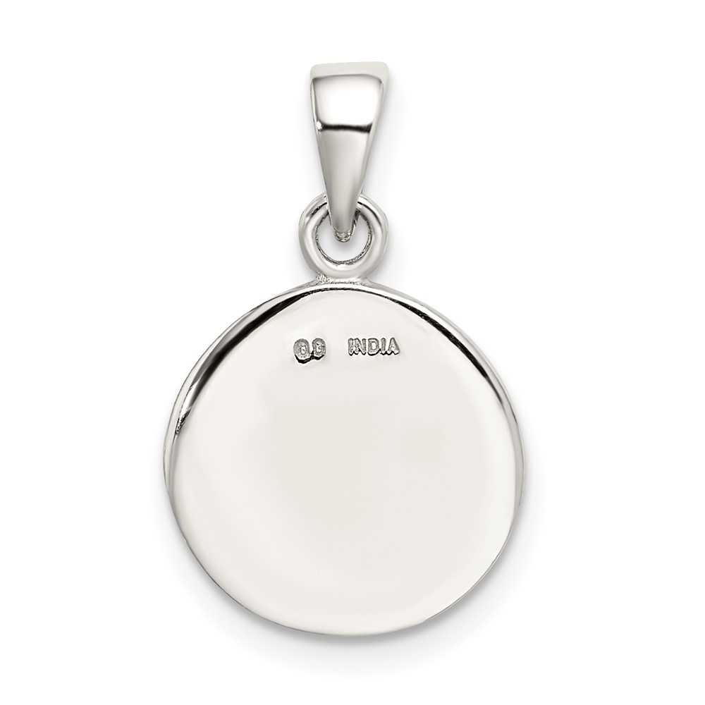 Sterling Silver Glitter Enamel Letter N Inital Circle Pendant (QC9180N)