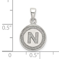 Sterling Silver Glitter Enamel Letter N Inital Circle Pendant view 3