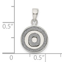 Sterling Silver Glitter Enamel Letter O Inital Circle Pendant view 3