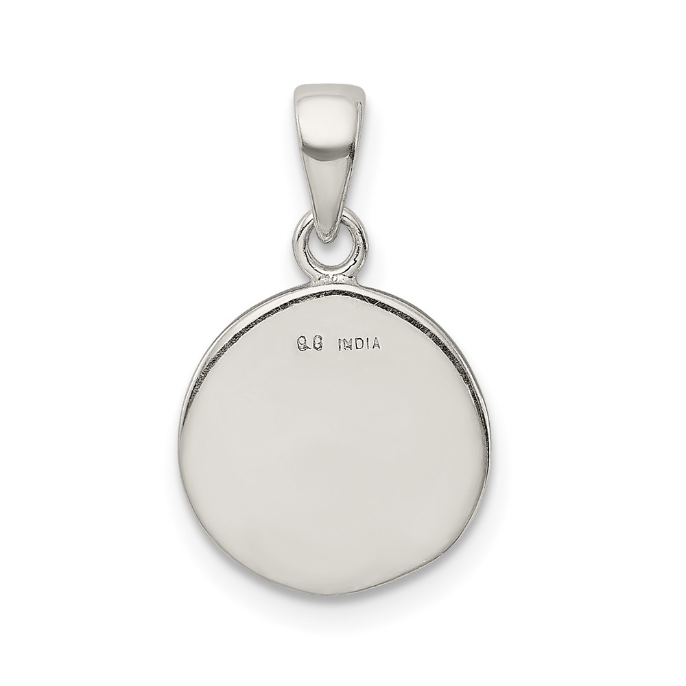 Sterling Silver Glitter Enamel Letter P Initial Circle Pendant (QC9180P)