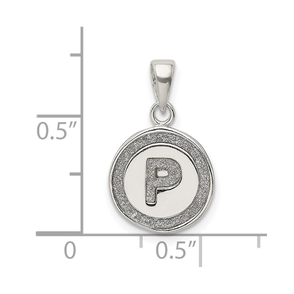 Sterling Silver Glitter Enamel Letter P Initial Circle Pendant (QC9180P)