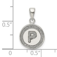 Sterling Silver Glitter Enamel Letter P Initial Circle Pendant view 3