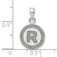 Sterling Silver Glitter Enamel Letter R Initial Circle Pendant view 3