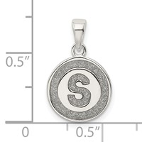 Sterling Silver Glitter Enamel Letter S Initial Circle Pendant view 3