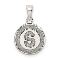 Sterling Silver Glitter Enamel Letter S Initial Circle Pendant view 1