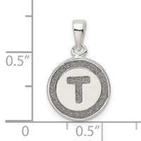 Sterling Silver Glitter Enamel Letter T Initial Circle Pendant view 3