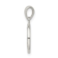 Sterling Silver Glitter Enamel Letter V Initial Circle Pendant view 2