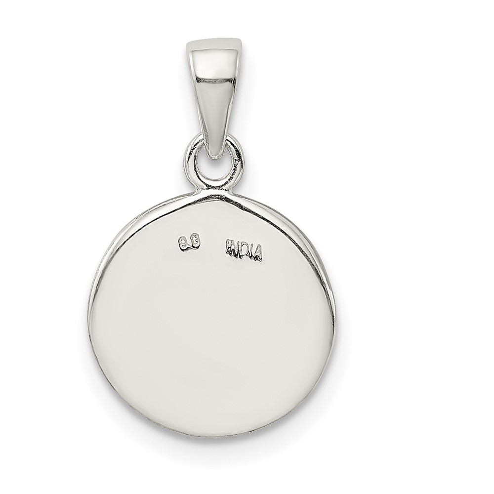 Sterling Silver Glitter Enamel Letter W Initial Circle Pendant (QC9180W)