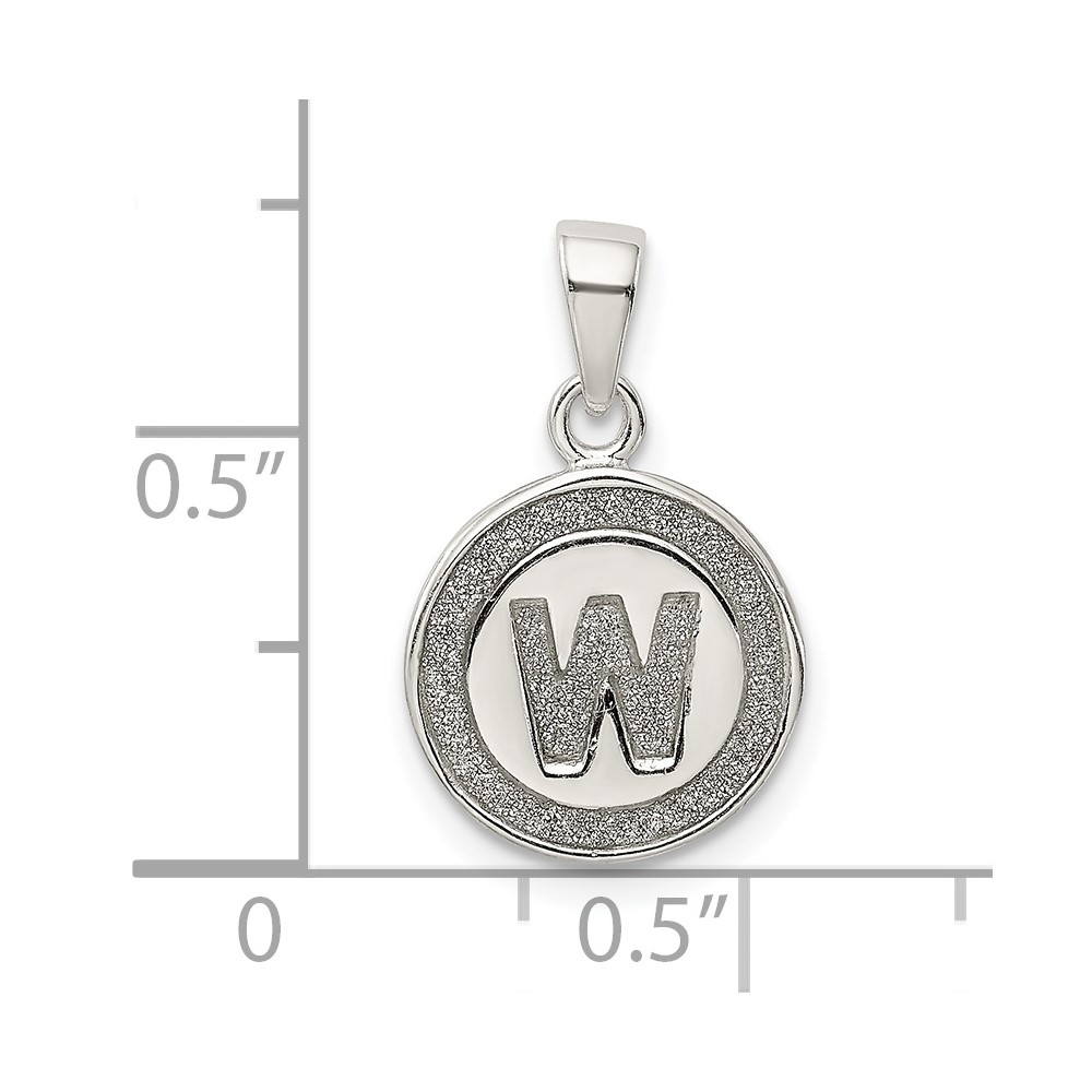 Sterling Silver Glitter Enamel Letter W Initial Circle Pendant (QC9180W)