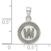 Sterling Silver Glitter Enamel Letter W Initial Circle Pendant view 3
