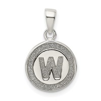 Sterling Silver Glitter Enamel Letter W Initial Circle Pendant view 1