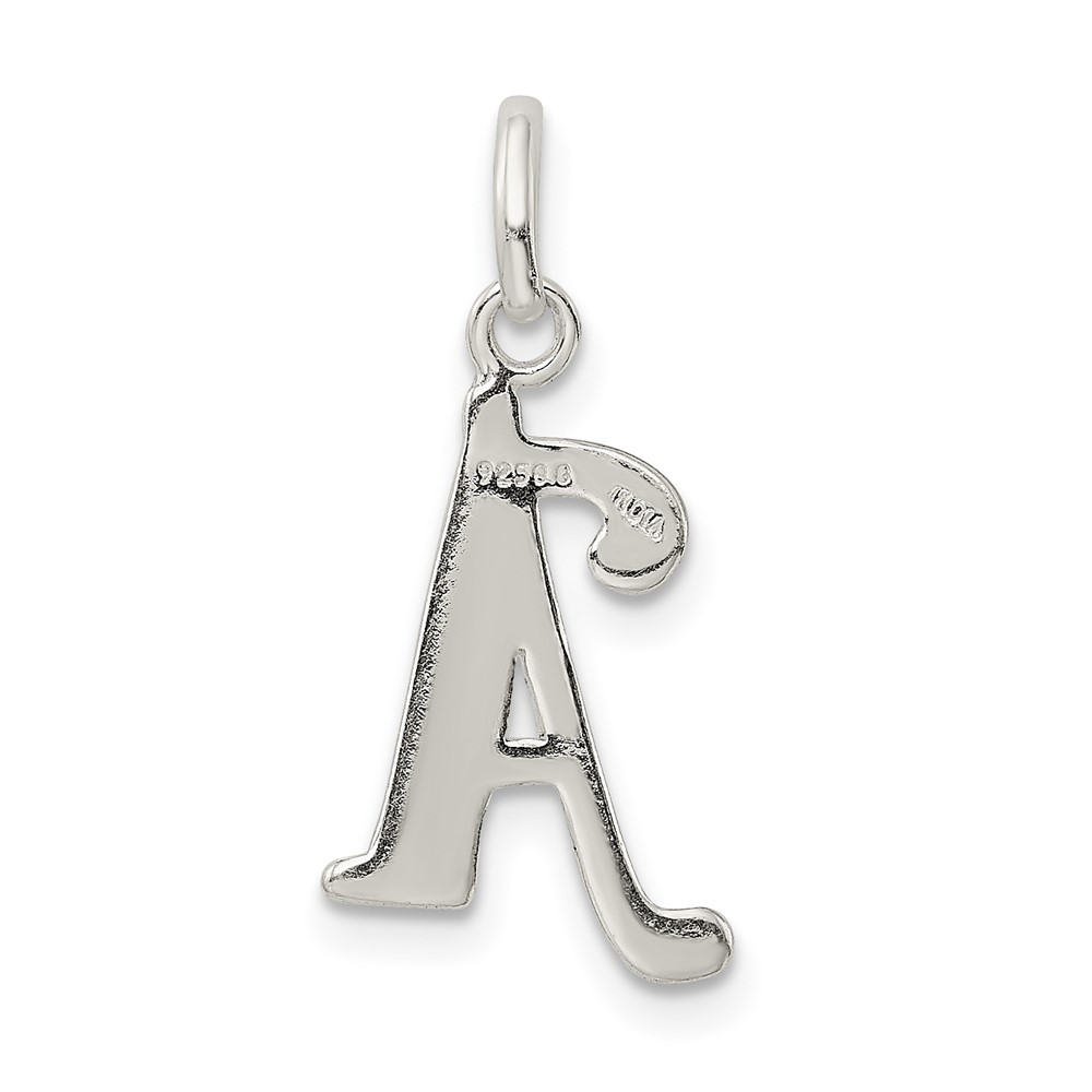 Sterling Silver Polished Glitter Enamel Letter A Initial Charm (QC9181A)