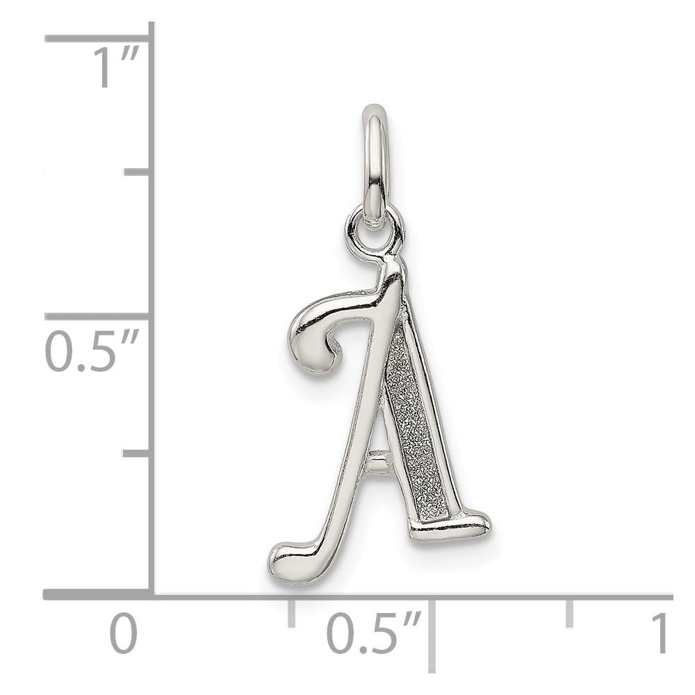 Sterling Silver Polished Glitter Enamel Letter A Initial Charm (QC9181A)