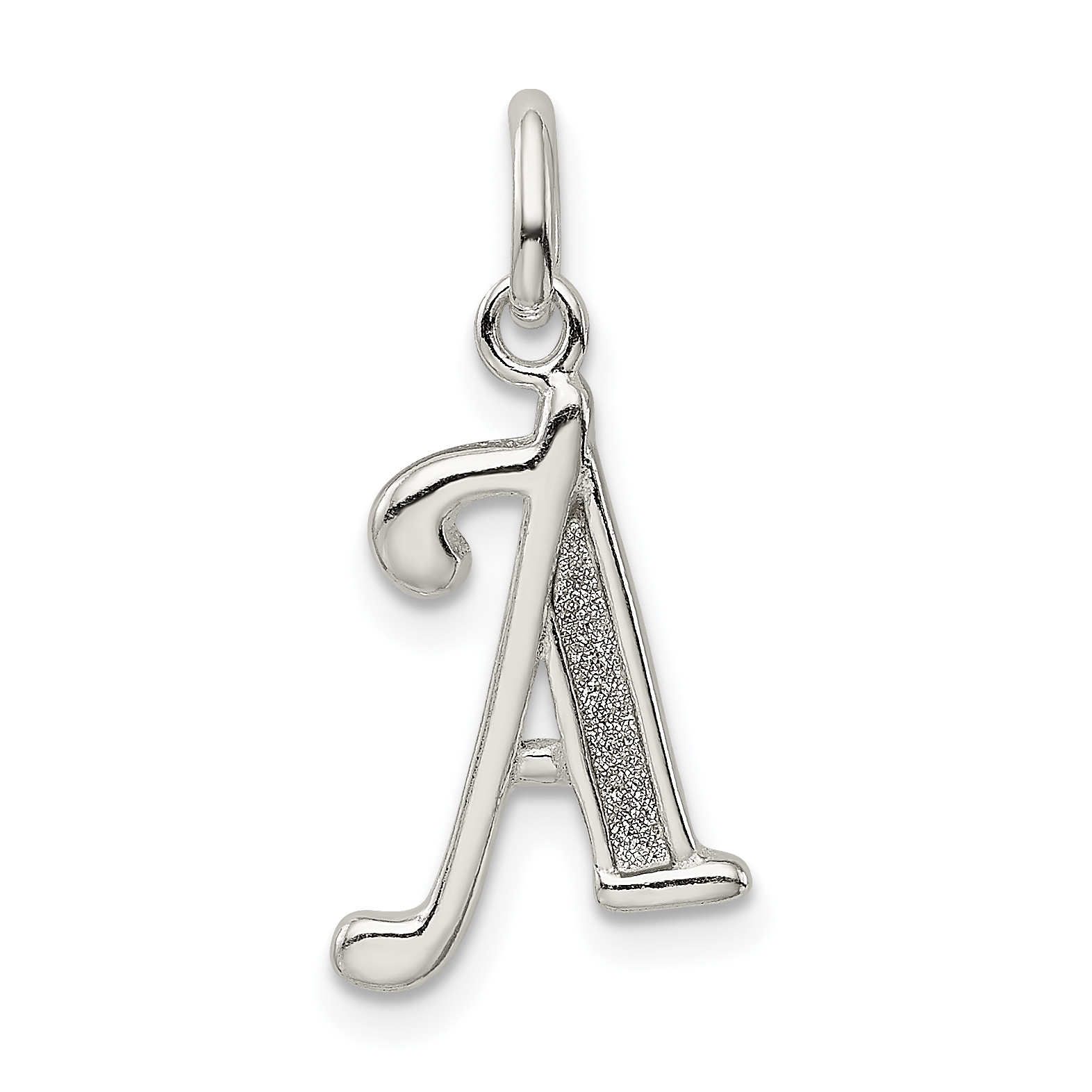 Sterling Silver Polished Glitter Enamel Letter A Initial Charm (QC9181A)