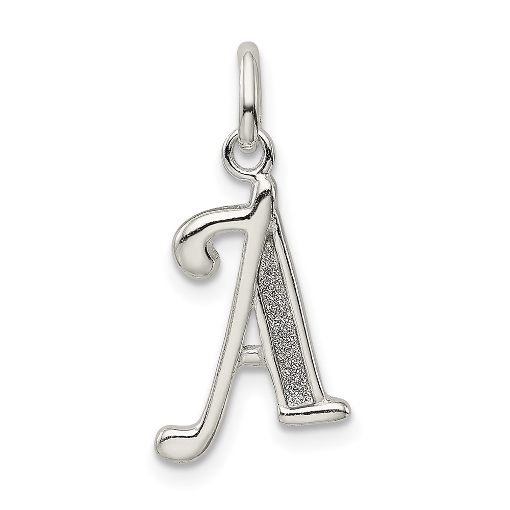 Sterling Silver Polished Glitter Enamel Letter A Initial Charm (QC9181A)
