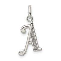 Sterling Silver Polished Glitter Enamel Letter a Initial Charm view 1