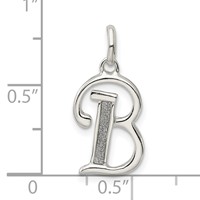 Sterling Silver Polished Glitter Enamel Letter B Initial Charm view 4