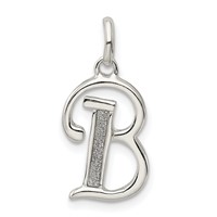 Sterling Silver Polished Glitter Enamel Letter B Initial Charm view 1